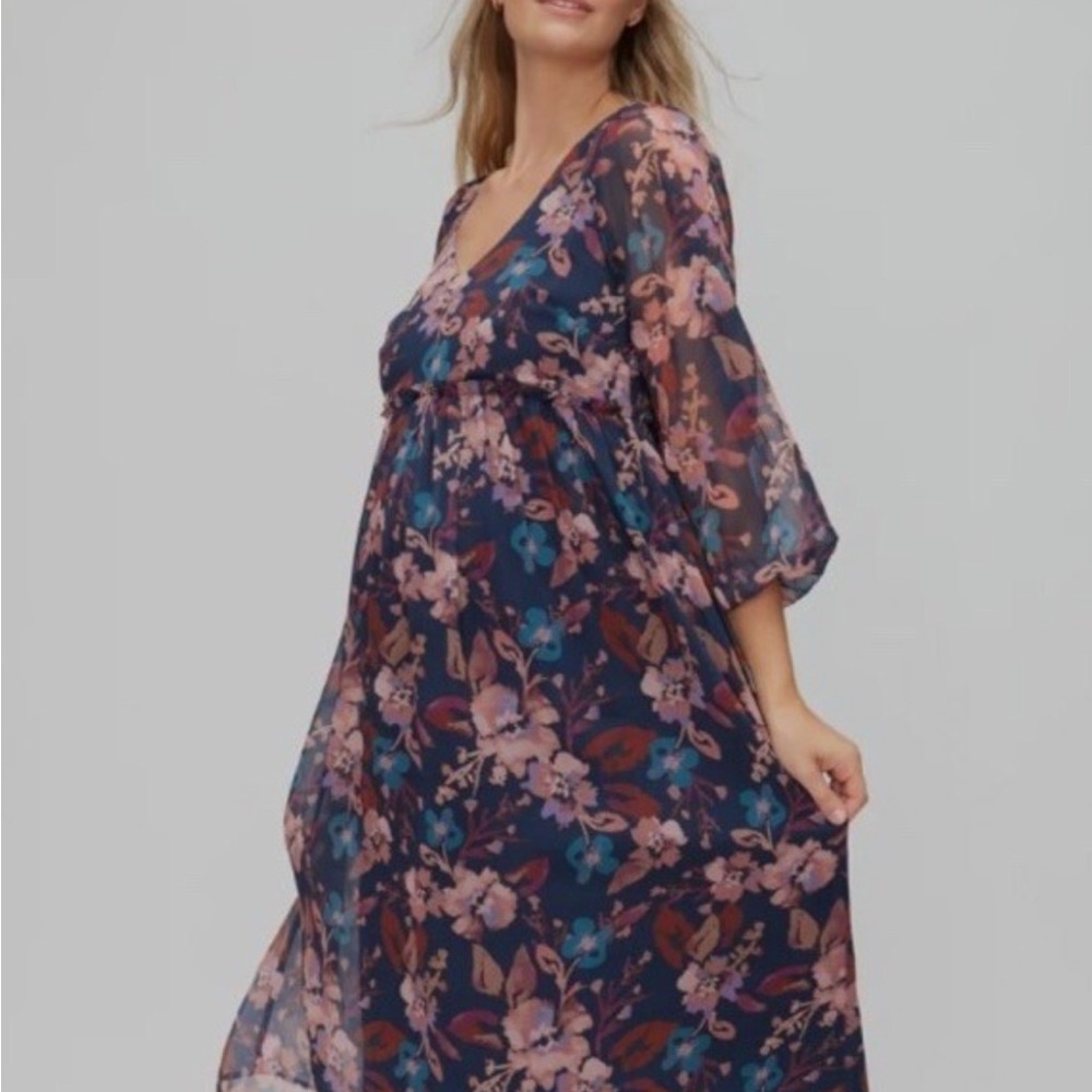 Motherhood Maternity Floral Chiffon Maxi Dress
